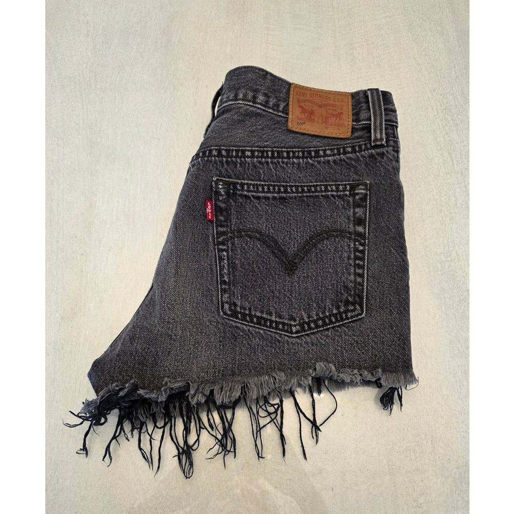 Levi's Black Denim Frayed Hem Women's Shorts